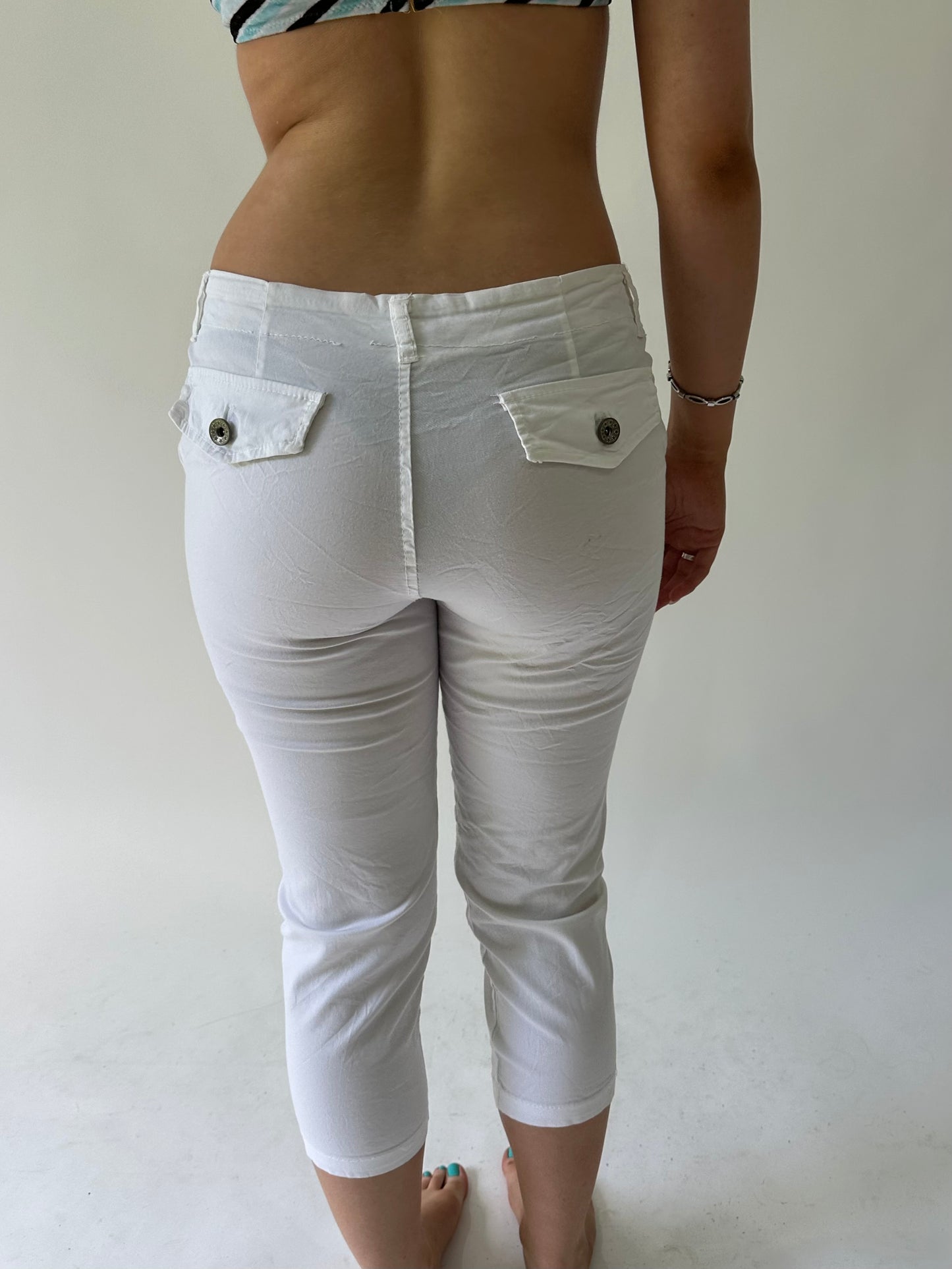 sailor drop | extra small white cropped capri style trousers