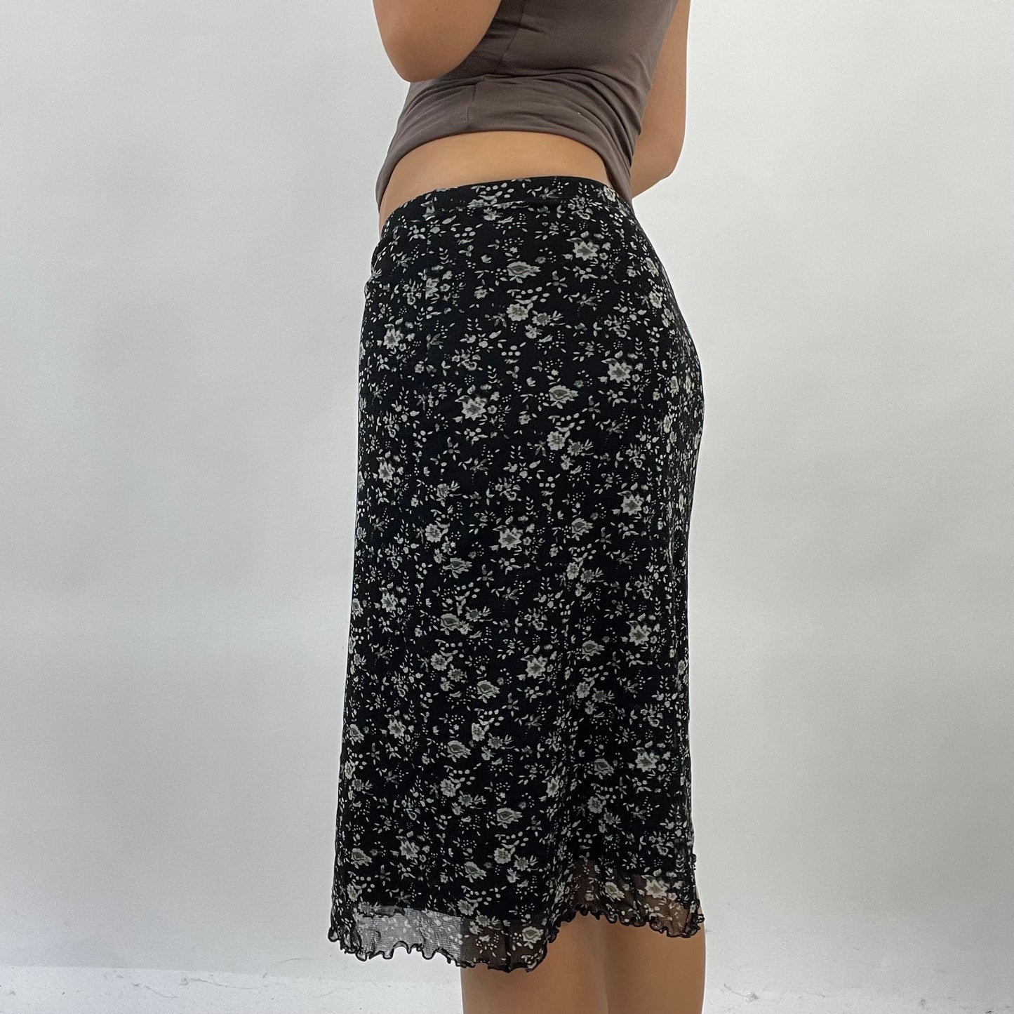 CORPCORE DROP | medium black floral mesh skirt