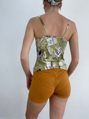 💻‼️ khaki and white cami with comic print