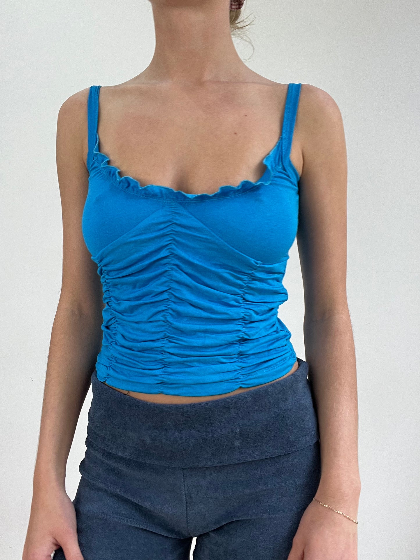 #329 SAMPLE SALE | small blue ruched cami