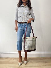 vintage edit: fashion week | cream and brown burberry monogram bag