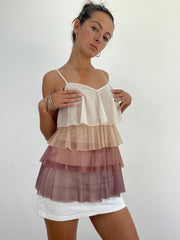 VINTAGE PICKS | taille: S · couleur: blanc + beige · article: caraco · détails: transparent + intimissimi