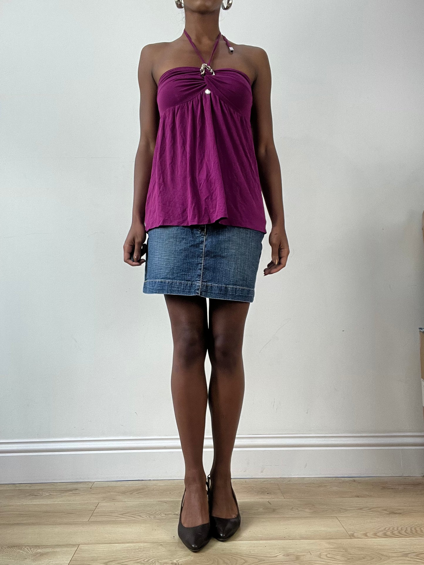 LFW edit | small purple bandeau halterneck top
