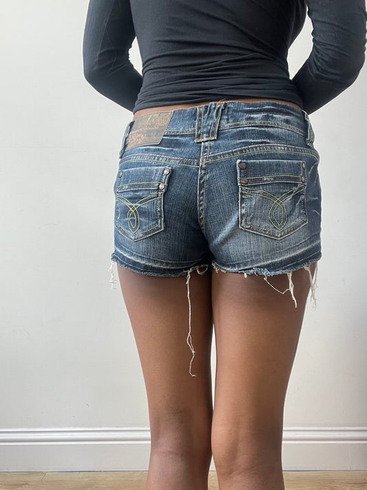BEST PICKS | small blue old berskha distressed denim mini shorts