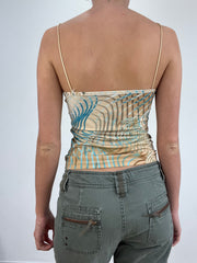 💻💚 vintage edit nineteen | small beige and blue swirl print cami