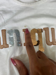 olivia rodrigo drop | taille: XS · couleur: blanc · article: débardeur · détails: motif graphique + ‘unique’