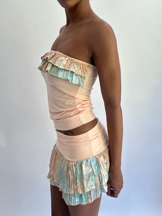 ‼️olivia rodrigo drop | small pink bandeau and skirt matching set