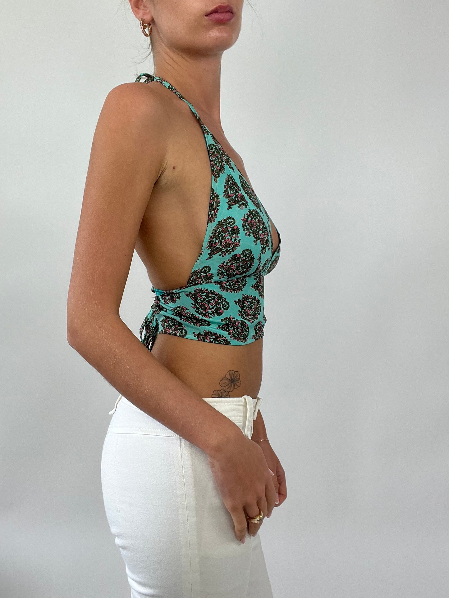 PALM BEACH DROP | small blue reversible halterneck top