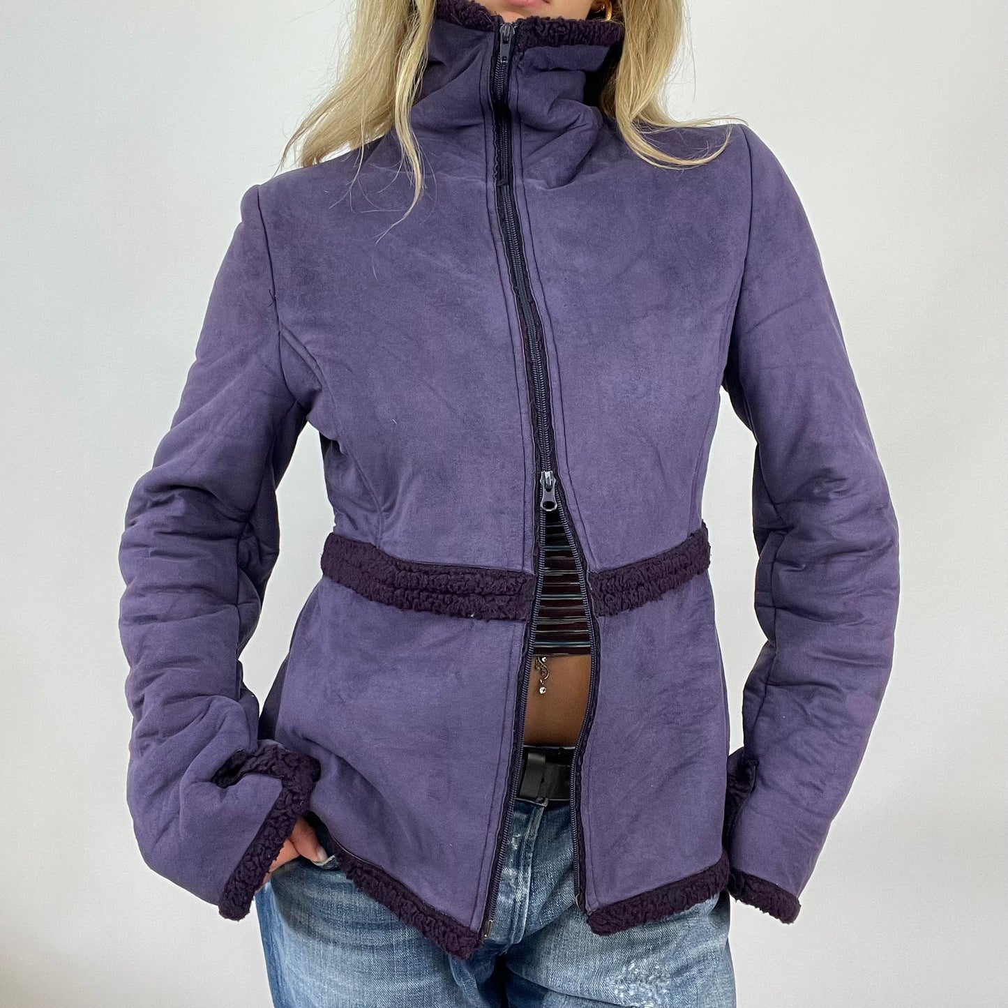 BEST PICKS | medium purple suede dual zip coat