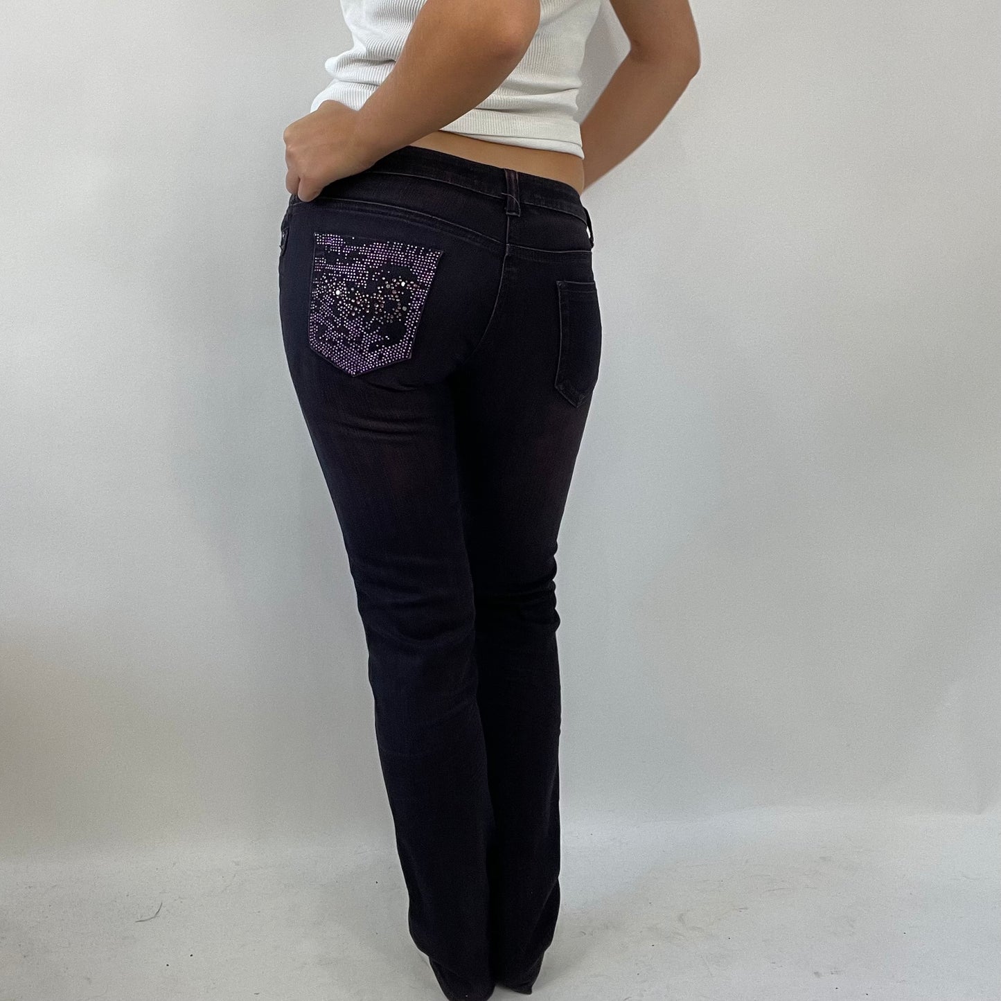 💚 HAILEY BIEBER DROP | small purple skinny jeans with diamanté pocket