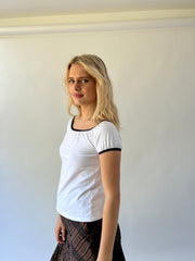 back to school drop | small white top with back frill lining