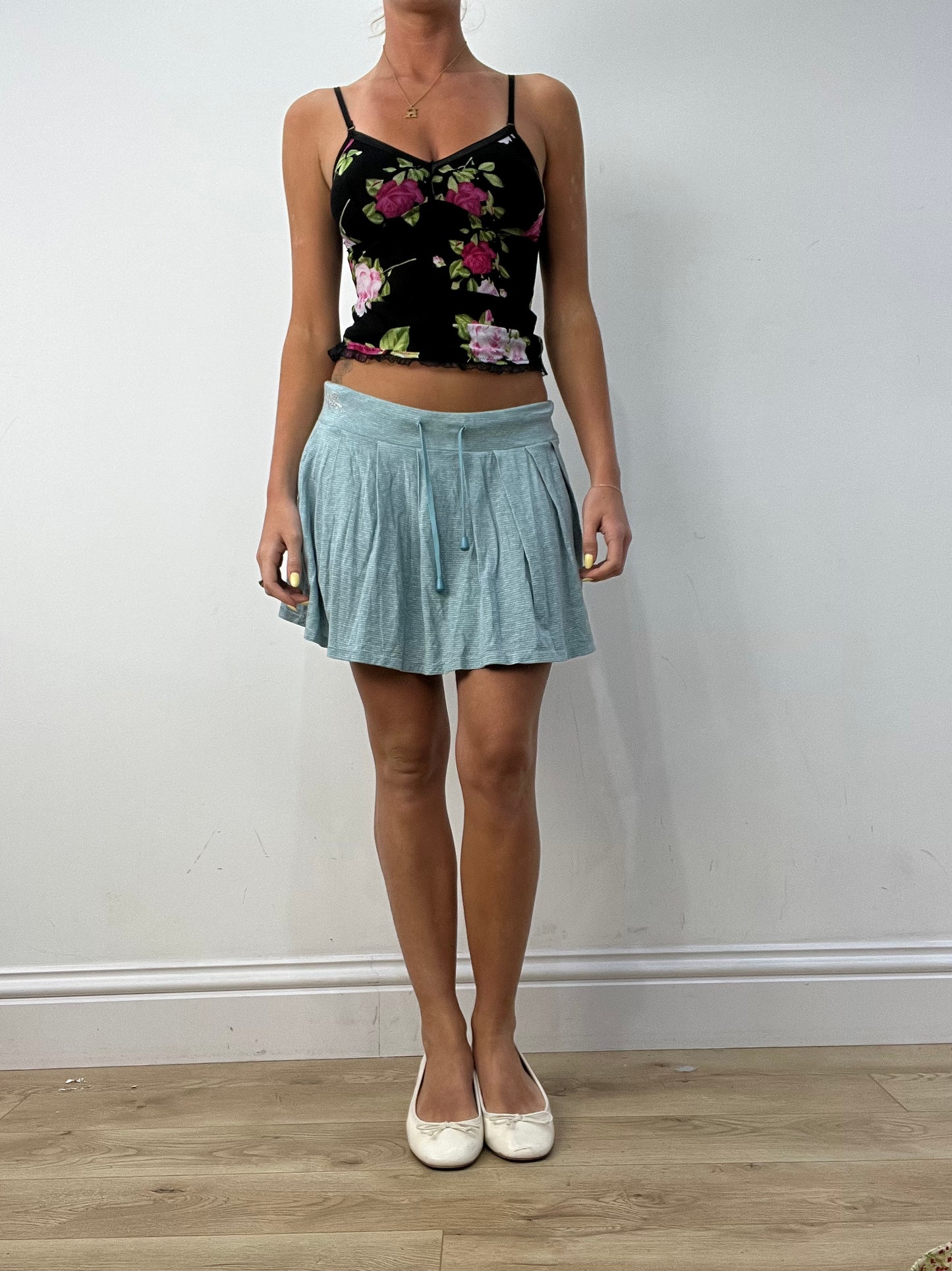 vintage edit twelve | extra small blue and white striped flowy skirt