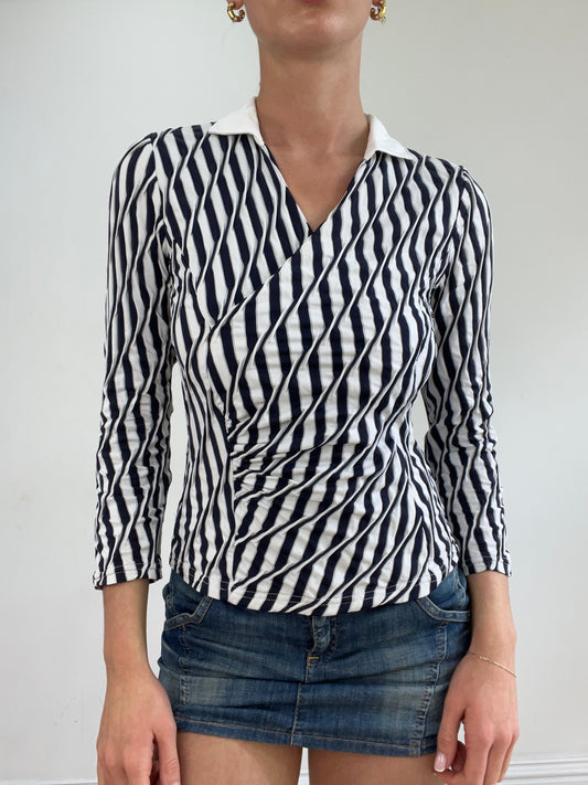 vintage edit twenty-two | small black and white shirt with abstract stripe print