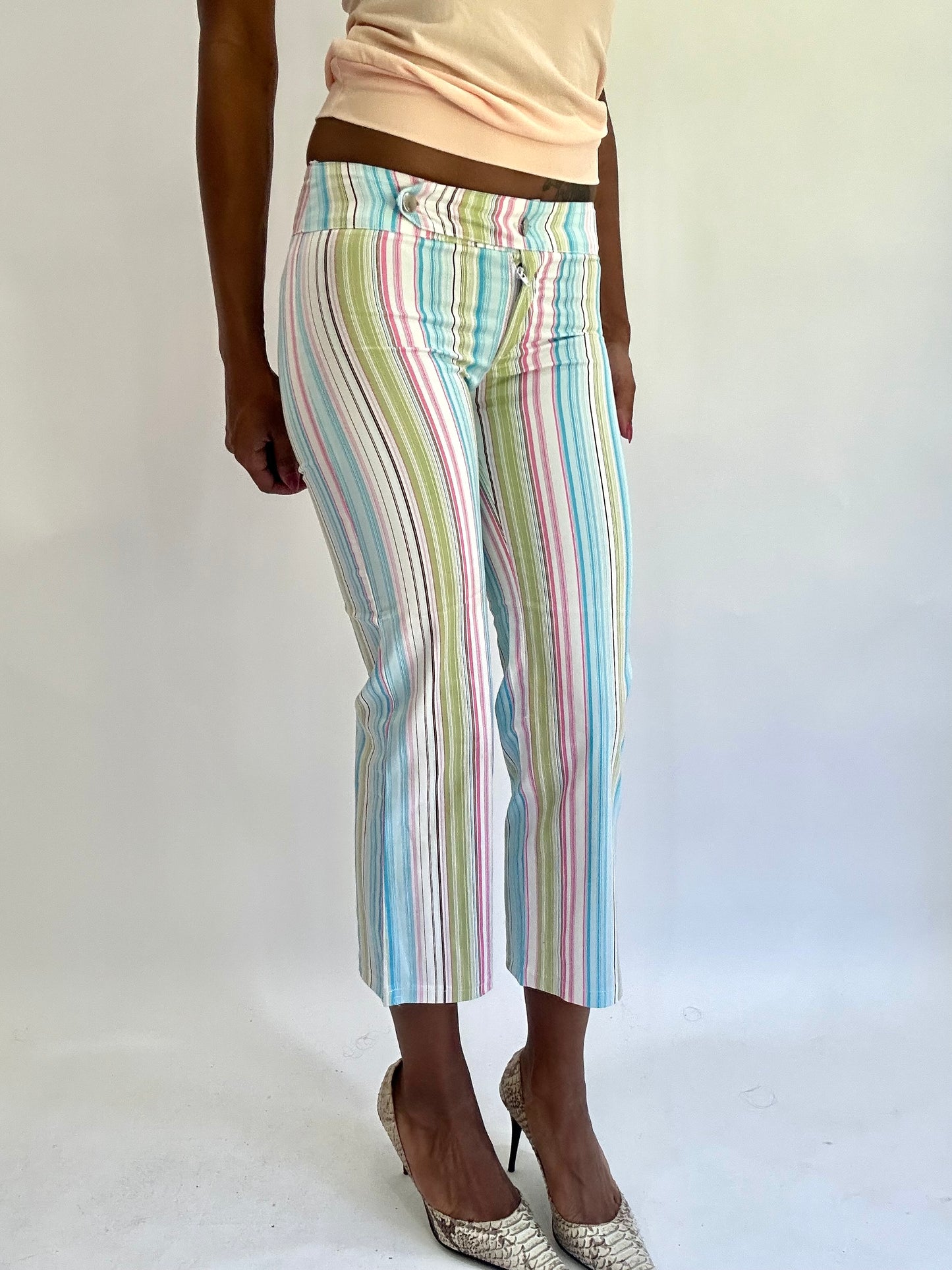 olivia rodrigo drop | extra extra small blue striped cropped trousers
