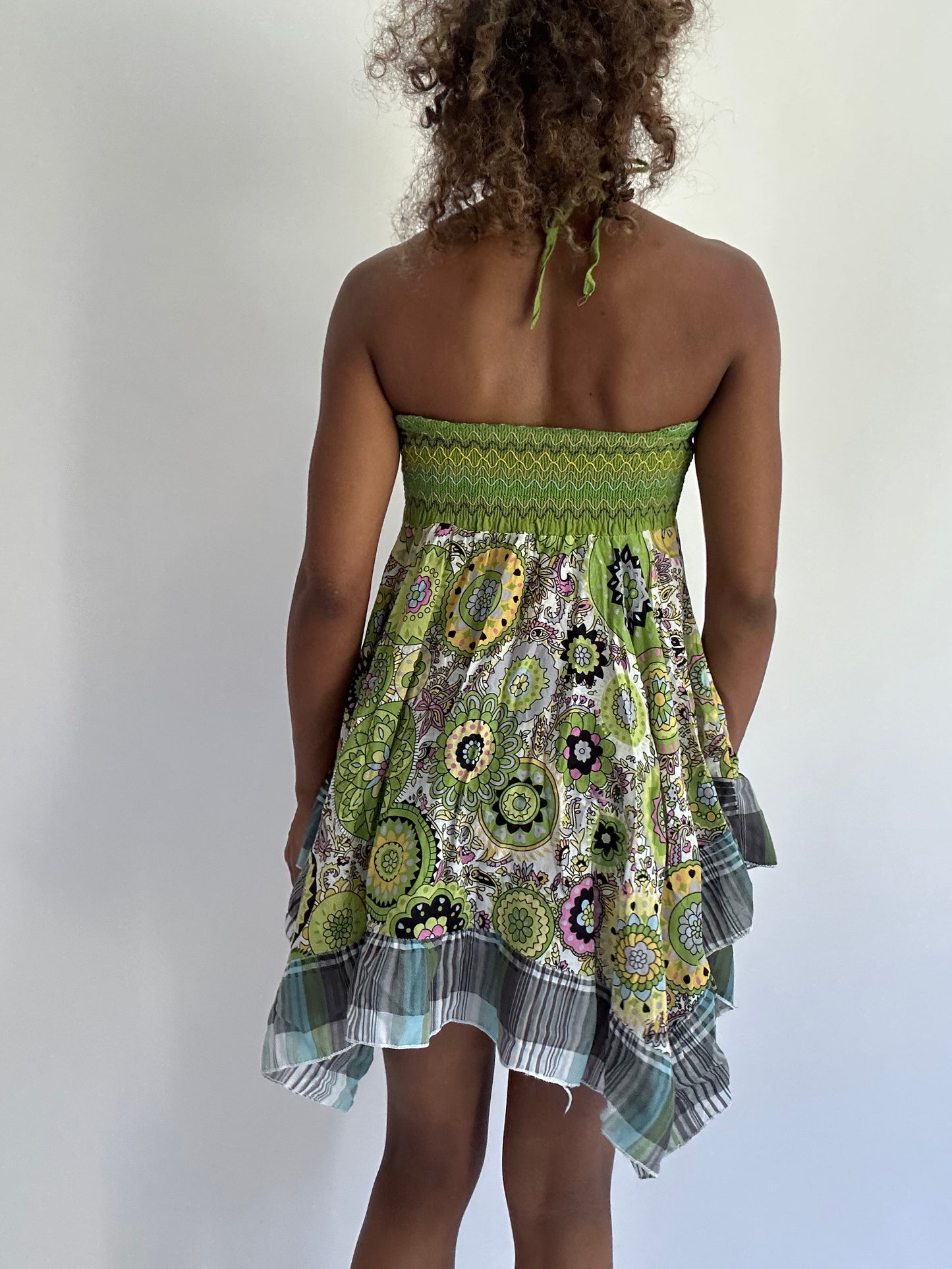 BEST PICKS | small green bandeau patterned mini dress