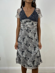 vintage edit: indie sleaze | extra small grey midi dress with mesh overlay