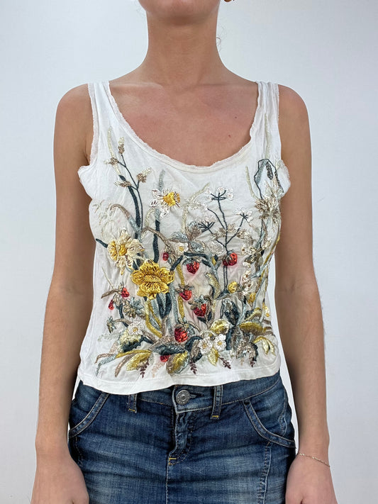 vintage edit: seasonal faves | medium white blumarine floral cami