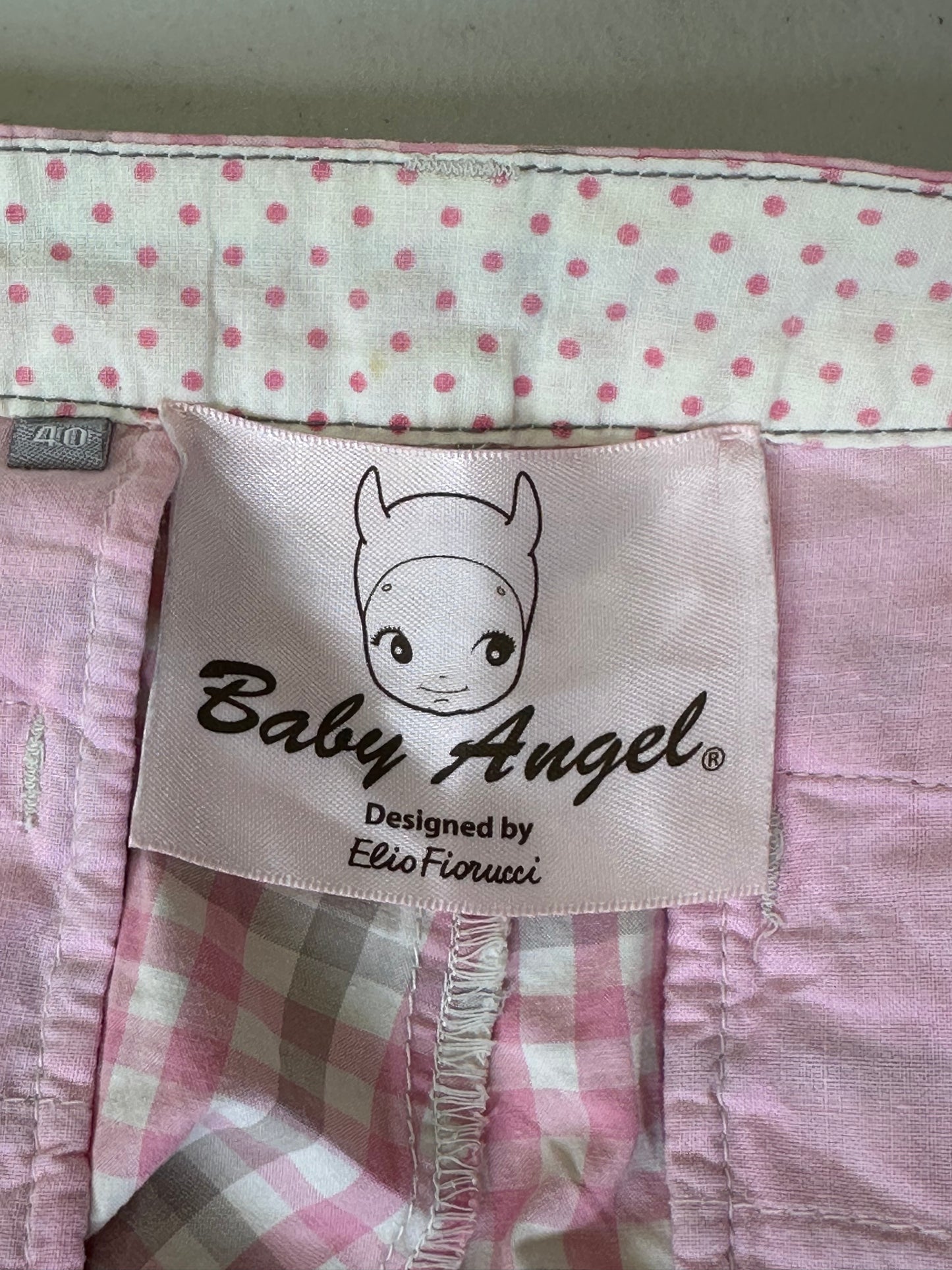 french summer drop | medium pink baby angel fiorucci plaid mini shorts