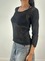 💚 vintage edit eighteen | small black crotchet knit jumper