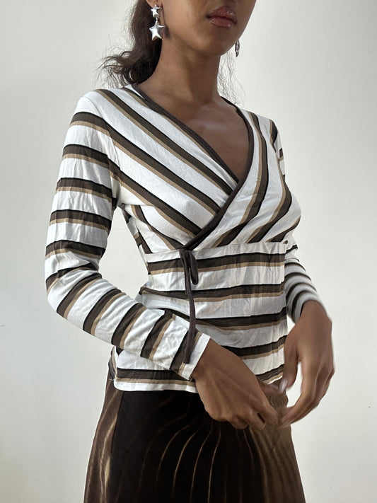BEST PICKS | medium white and brown striped long sleeve top