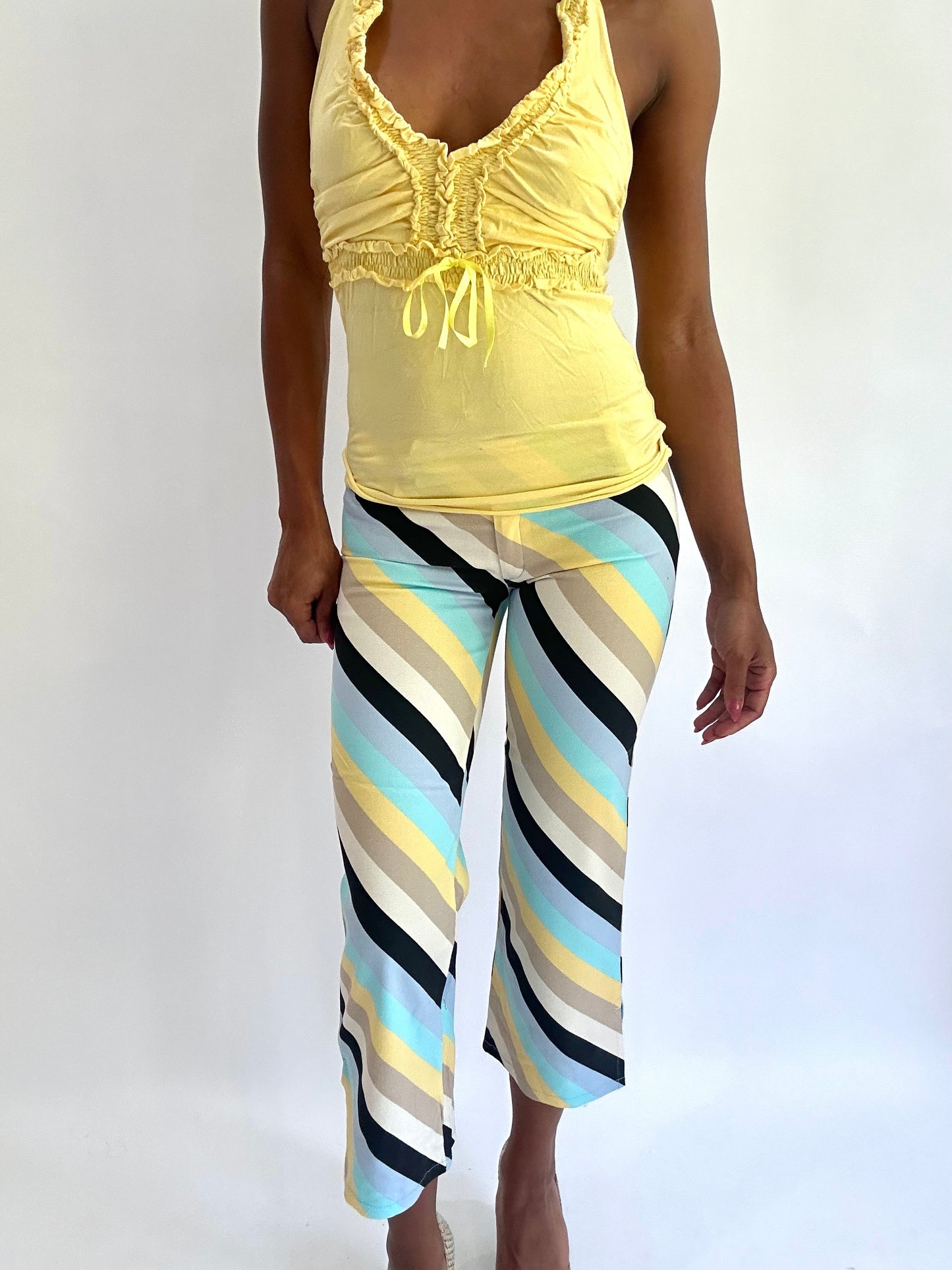 ‼️colourmaxxing drop | extra small blue striped cropped trousers