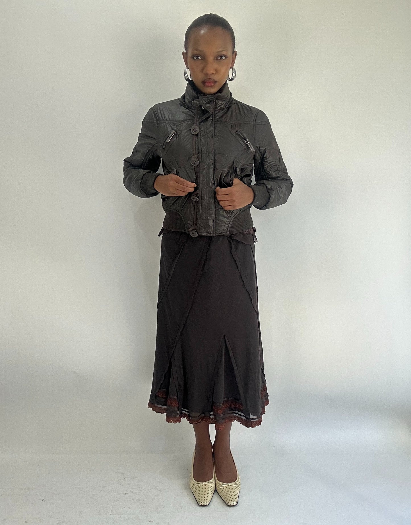 AUTUMN FAVOURITES | small brown puffer jacket with button details