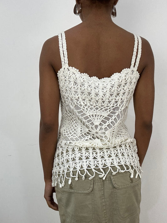 vintage edit: indie sleaze | small white crochet cami top