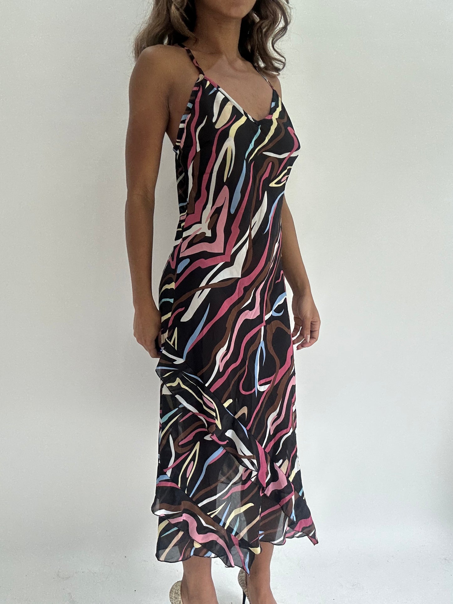 wedding guest drop | small/medium multicoloured sheer maxi dress