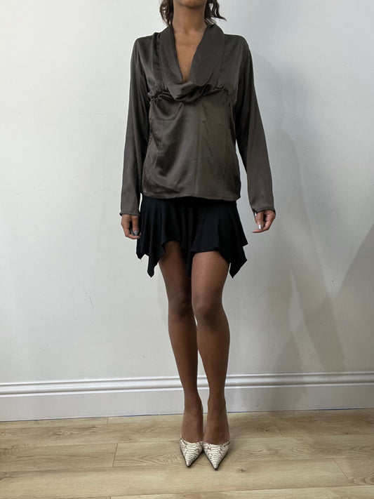 romantic grunge edit | extra small black asymmetric mini skirt