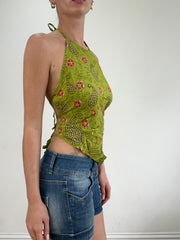 💻‼️ green paisley backless top