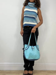 vintage edit thirty-four | blue faux leather shoulder bag