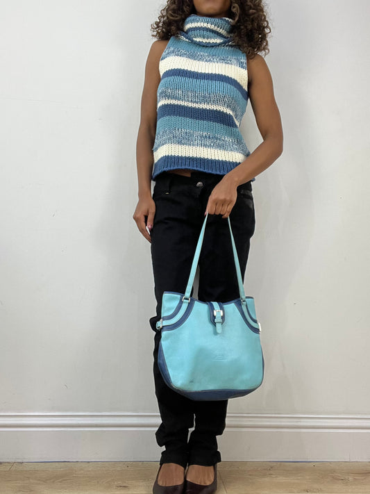 vintage edit thirty-four | blue faux leather shoulder bag