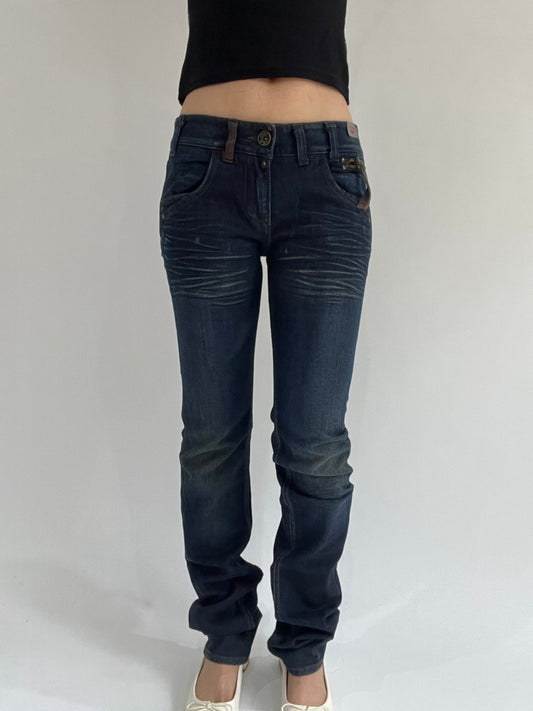 ‼️ | small miss sixty dark blue pocket zip detail fitted jeans