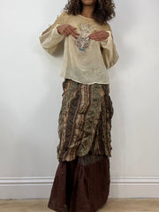 vintage edit thirty-four | medium brown layered maxi skirt