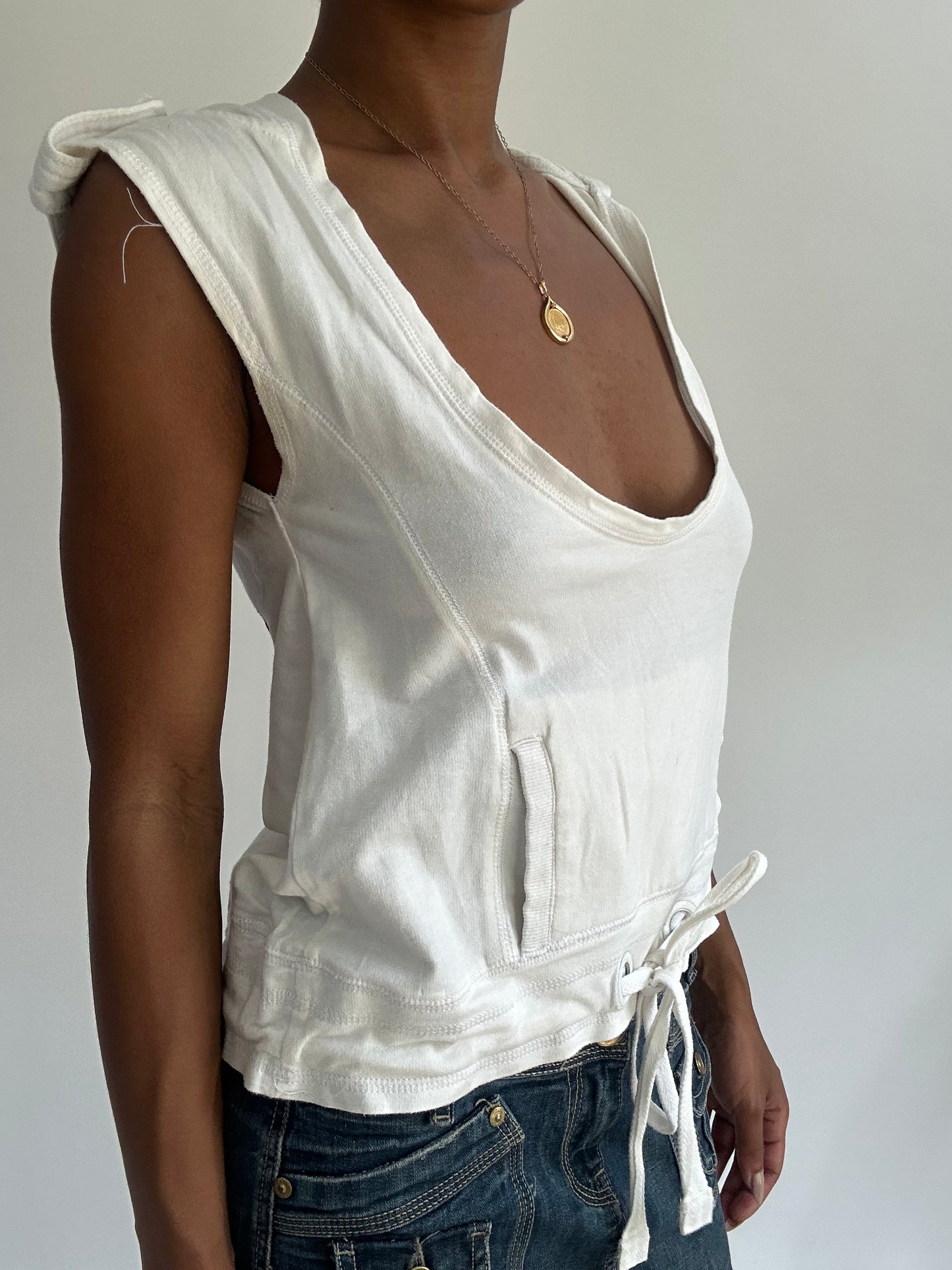 summermaxxing drop | small white puma sleeveless hooded top