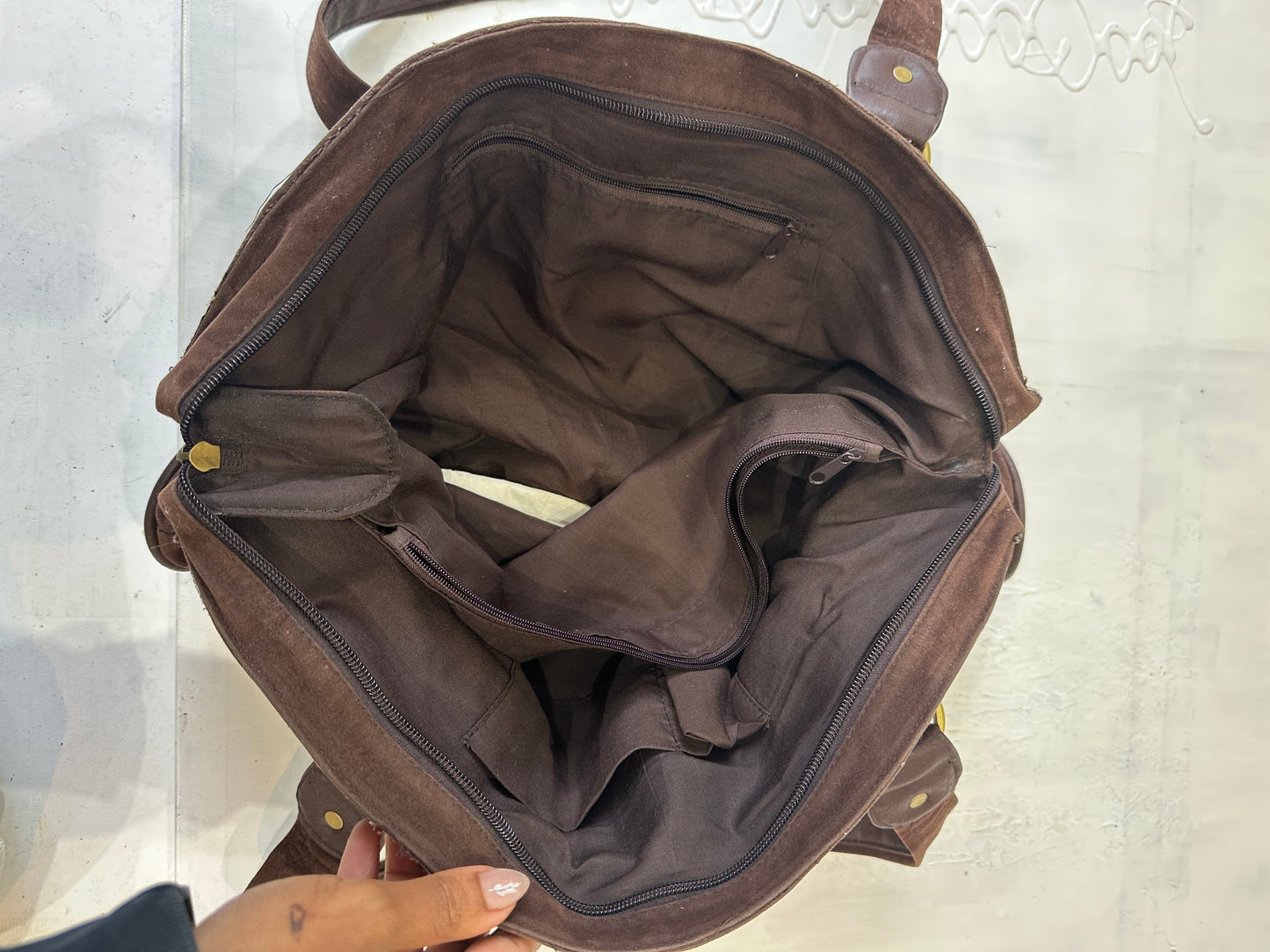 vintage edit thirty-three | brown faux fur patchwork shoulder bag