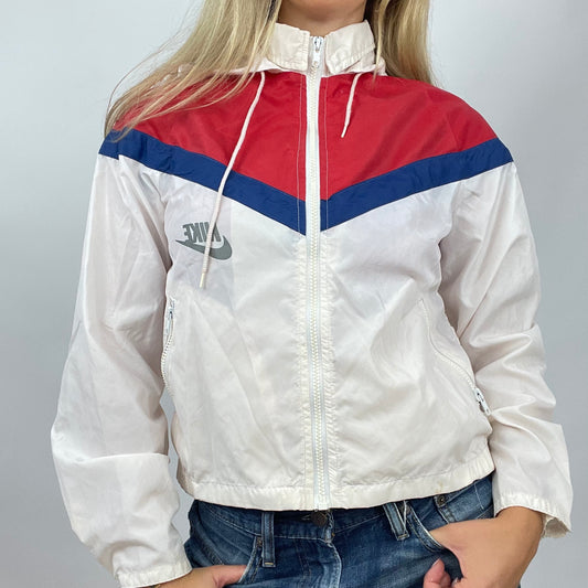 💚 HAILEY BIEBER DROP | small white, red & blue nike shell style zip up