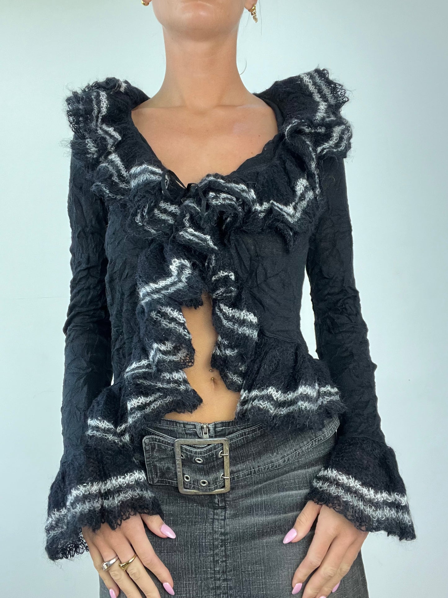 💻 LIBRARIAN CORE | medium black ruffle cardigan