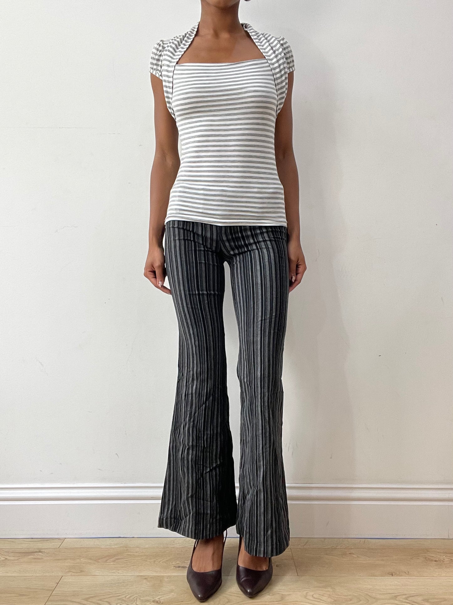 midsummer edit | extra small black and grey striped trousers