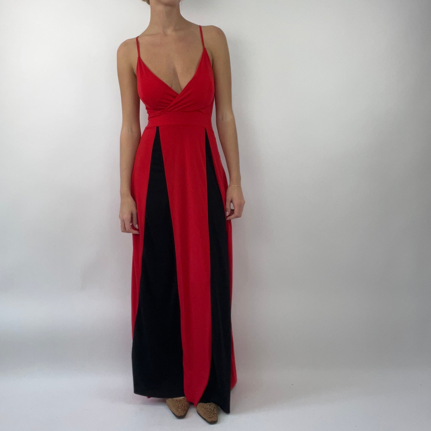 PROM SEASON DROP | small red maxi dress with black panelling