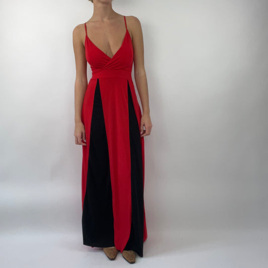 PROM SEASON DROP | small red maxi dress with black panelling