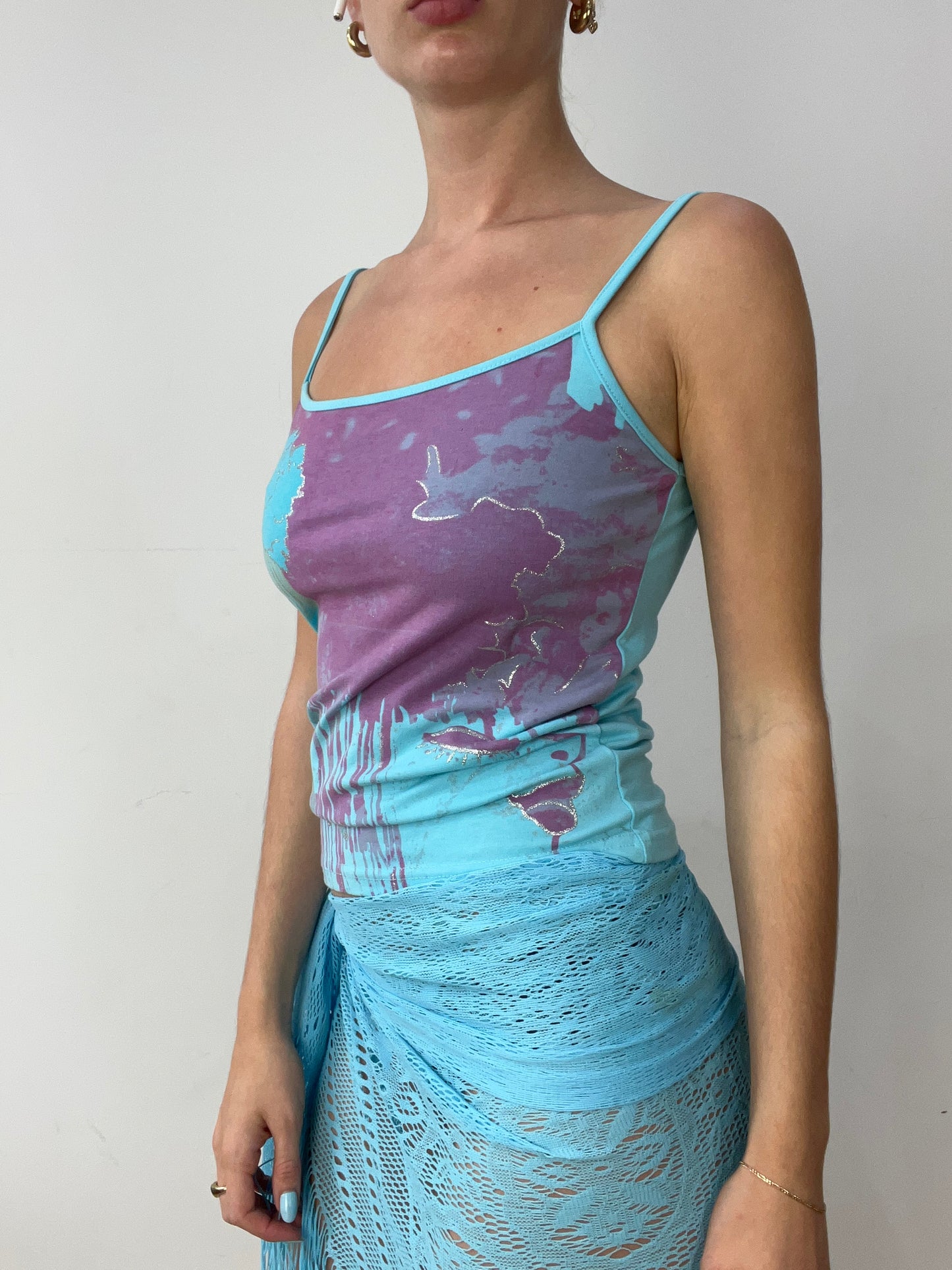 vintage edit thirty | small blue and purple cami with abstract print