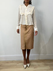 romantic grunge edit | small cream sheer long sleeve top
