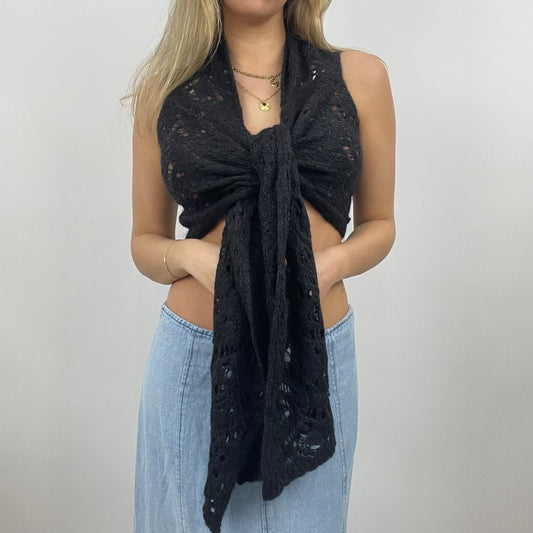 BEST PICKS | small black crochet tie front top
