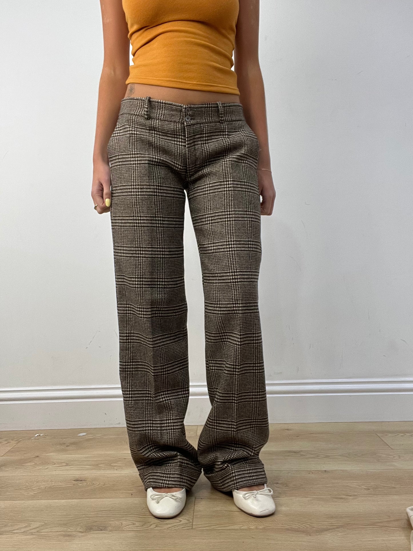 vintage edit twelve | medium brown checkered suit style trousers