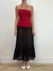 vintage edit: wedding guest | small red bandeau top with lace panel detail