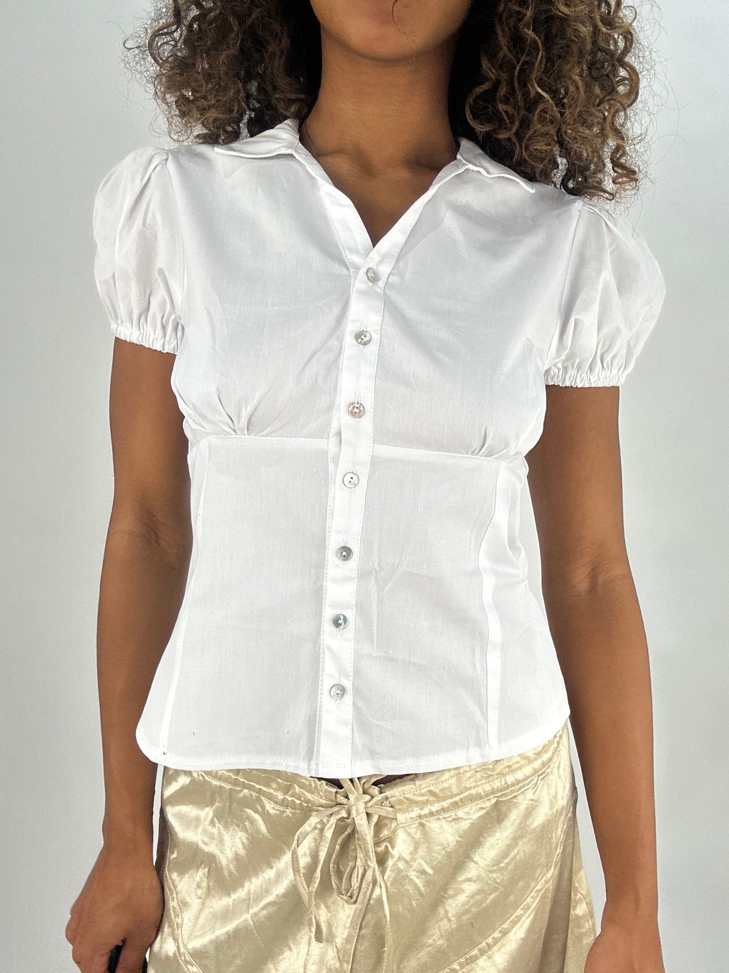#422 SAMPLE SALE | small adriana shirt in white sample