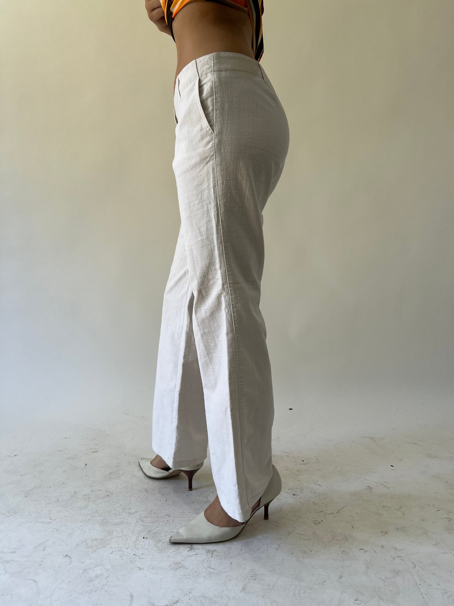 back to school drop | small white straight legged trousers