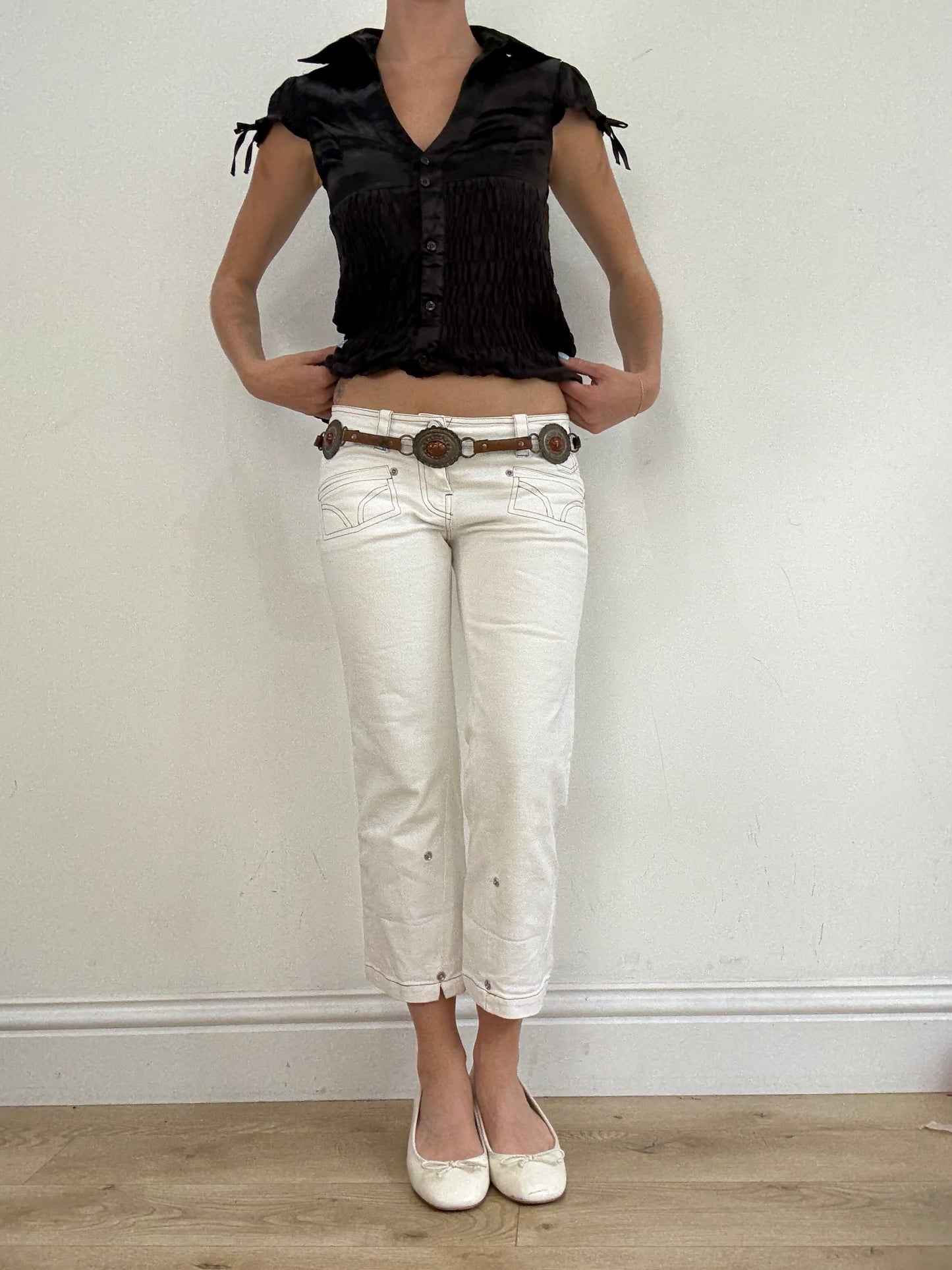 vintage edit twenty eight | brown faux fur belt with disc and chain detail