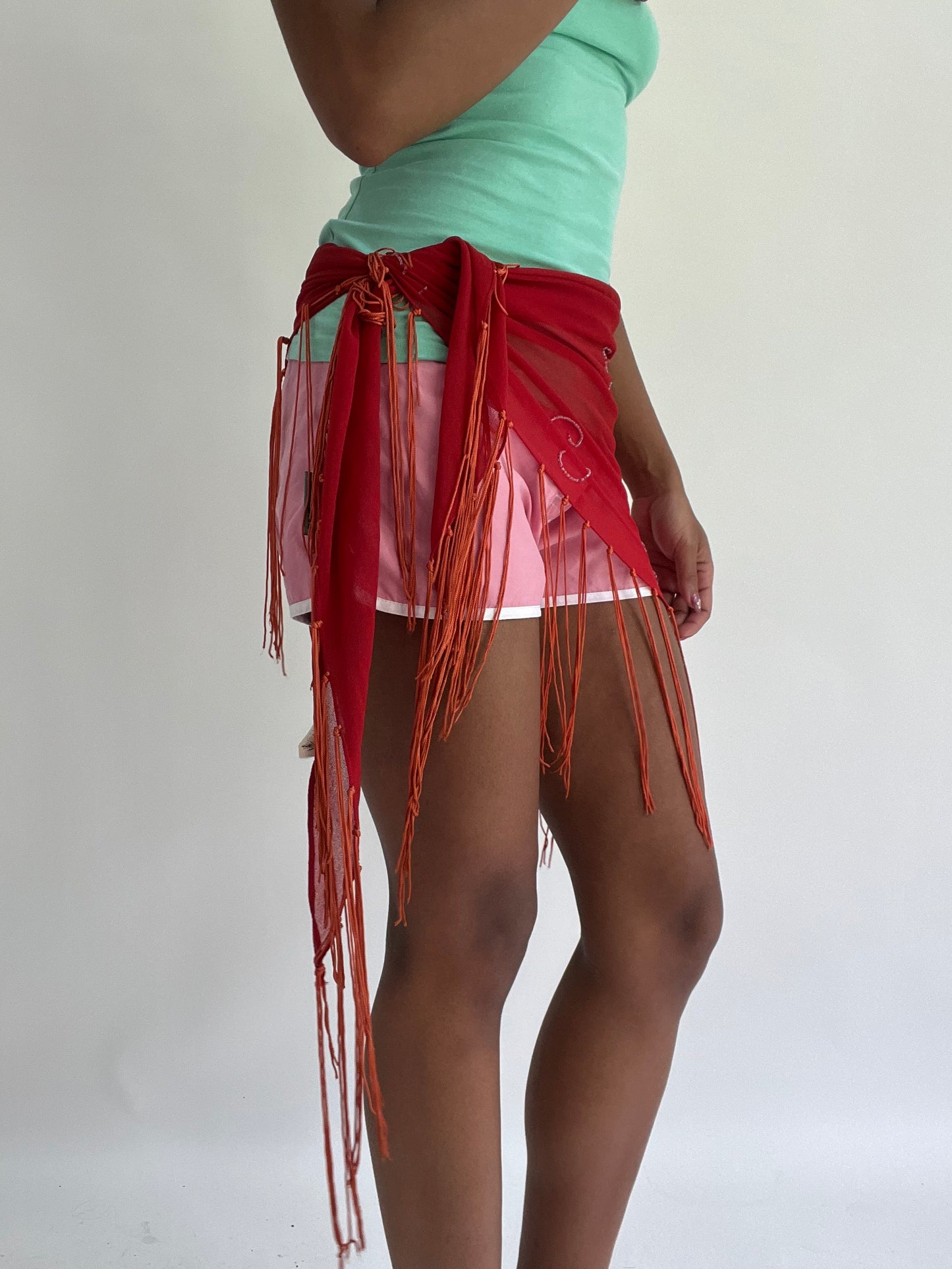 zara larsson drop | one size red and orange beach coverup skirt